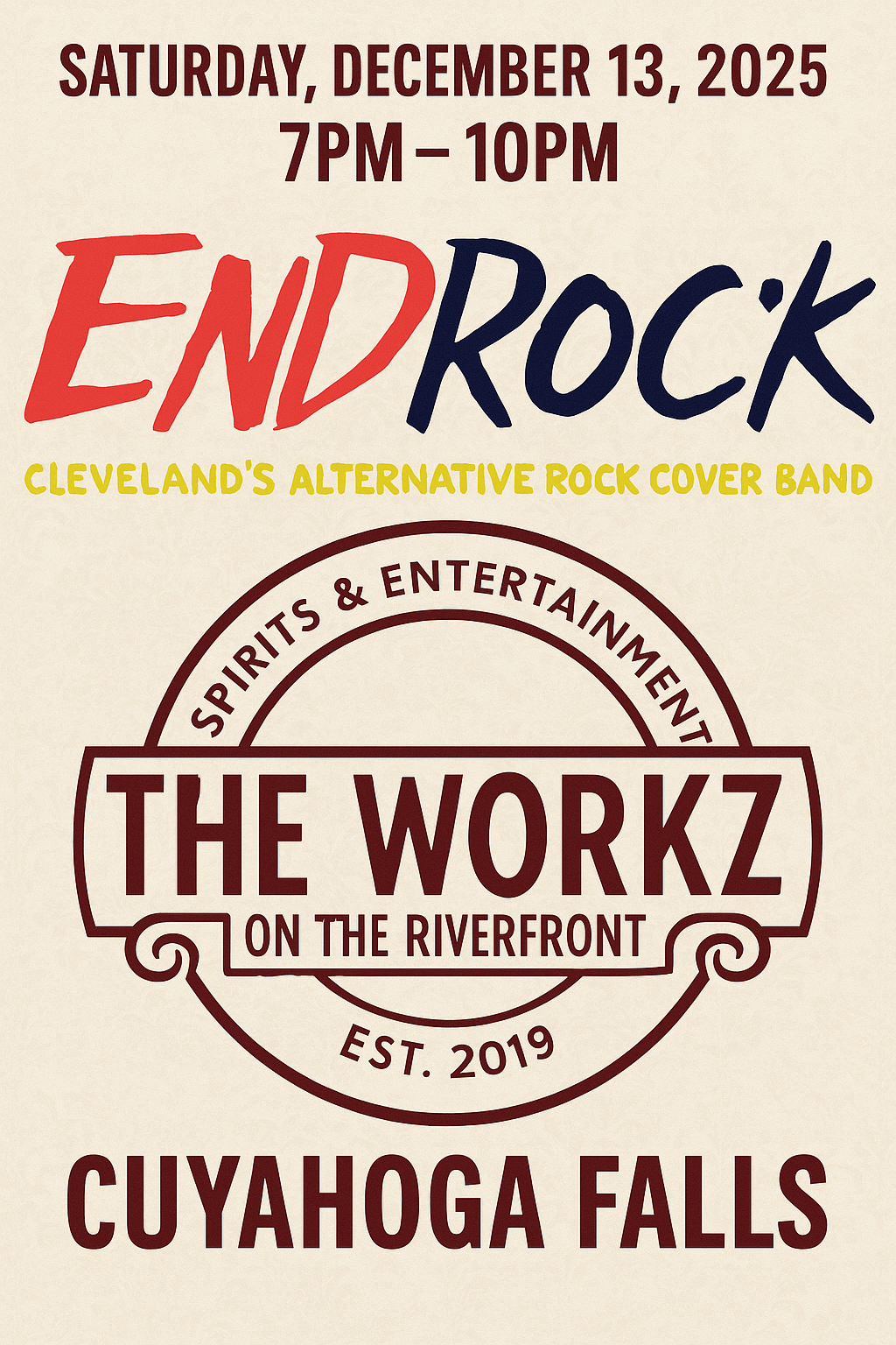 EndRock flyer: December 13th show at Workz